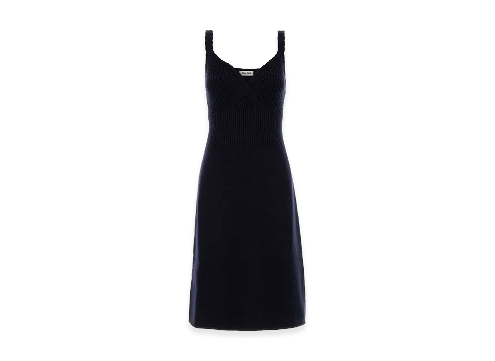 MIU MIU Women's Wool Dress "Navy Blue"