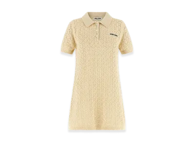 MIU MIU Women's Openwork Cotton Dress "Beige"