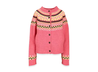 MIU MIU Women's Dark Wool Oversize Cardigan "Rose/Pink"