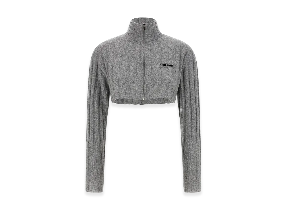MIU MIU Women's Cashmere and Wool Cardigan "Gray"