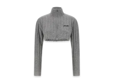 MIU MIU Women's Cashmere and Wool Cardigan "Gray"
