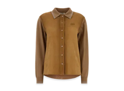 MIU MIU Women's Wool And Suede Cardigan "Camel"