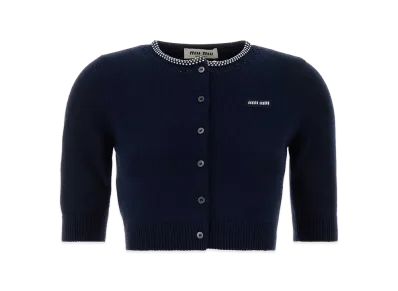 MIU MIU Women's Cotton Cardigan "Navy Blue"