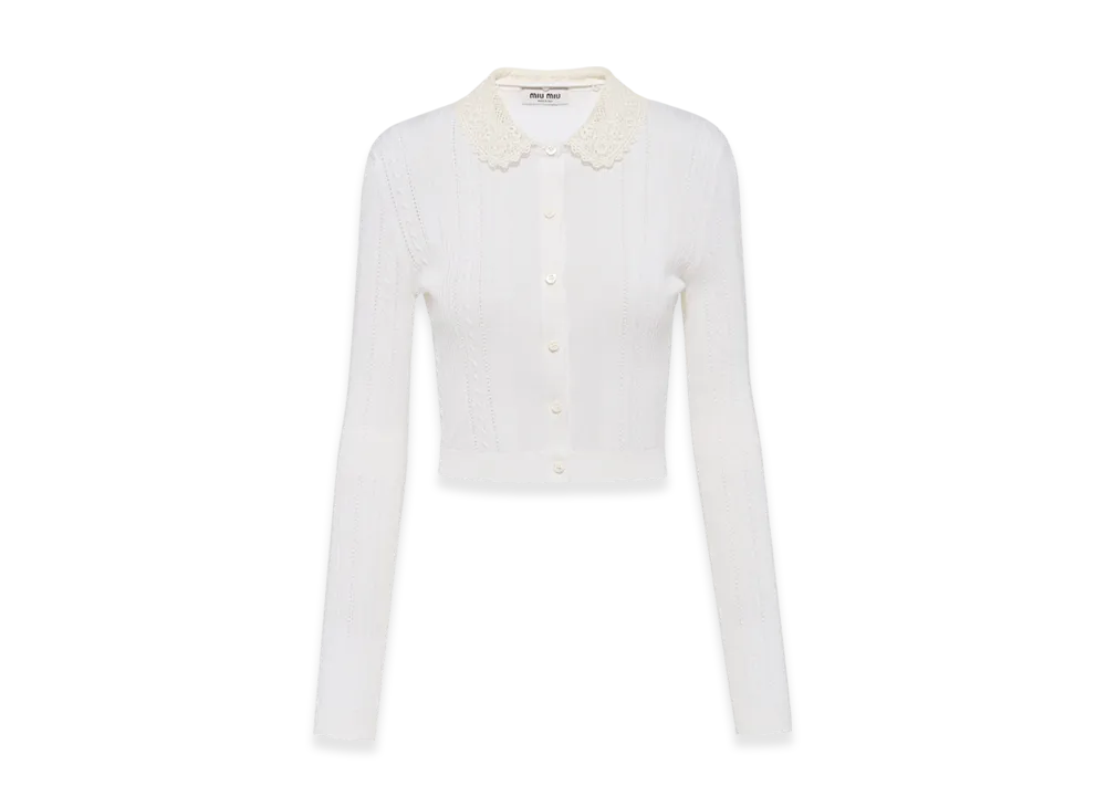 MIU MIU Women's Cashmere Silk Cardigan "White"