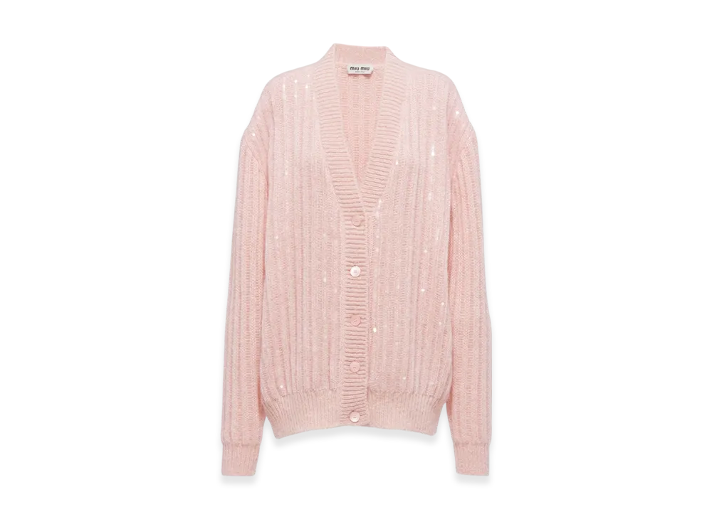 MIU MIU Women's Mohair Cardigan "Alabaster Pink"