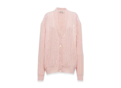 MIU MIU Women's Mohair Cardigan "Alabaster Pink"