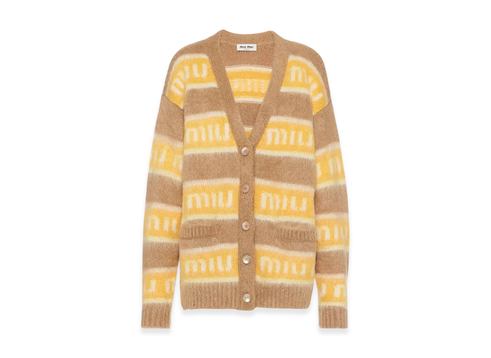 MIU MIU Women's Oversized Mohair Cardigan "Camel Brown"