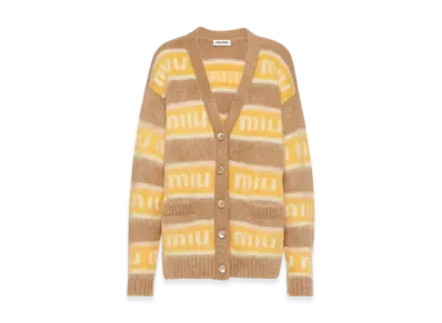 MIU MIU Women's Oversized Mohair Cardigan "Camel Brown"