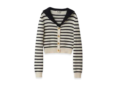 MIU MIU Women's Cashmere Cardigan "White/Blue"