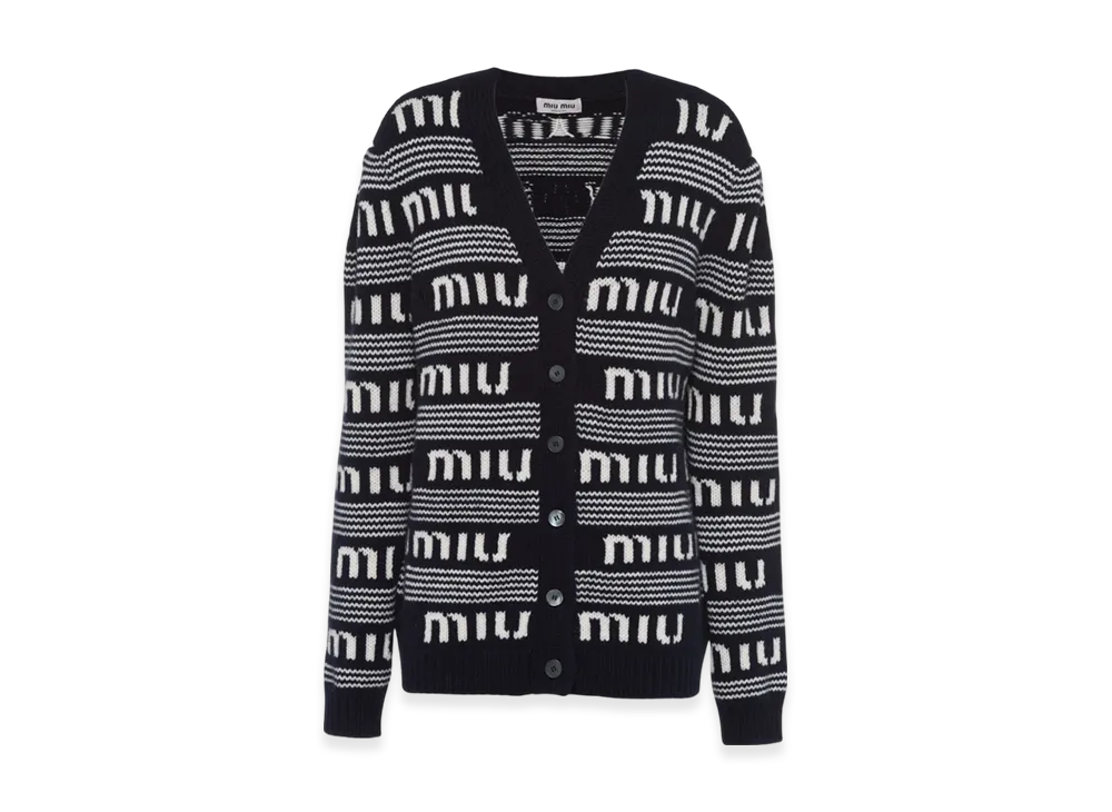 MIU MIU Women's Cashmere Cardigan "Blue/White"