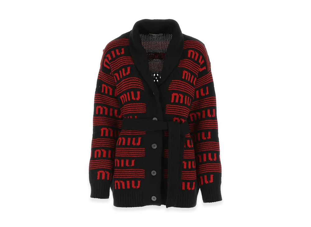 MIU MIU Women's Embroidered Cashmere Oversize Cardigan "Printed"