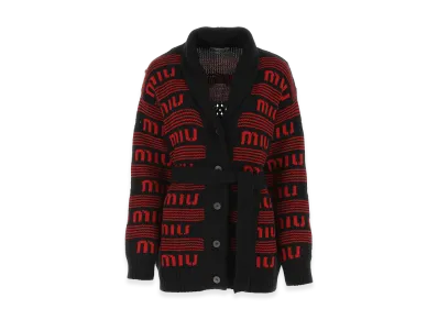 MIU MIU Women's Embroidered Cashmere Oversize Cardigan "Printed"