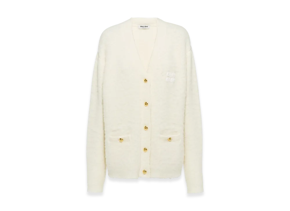 MIU MIU Women's Boucle Cardigan "White"