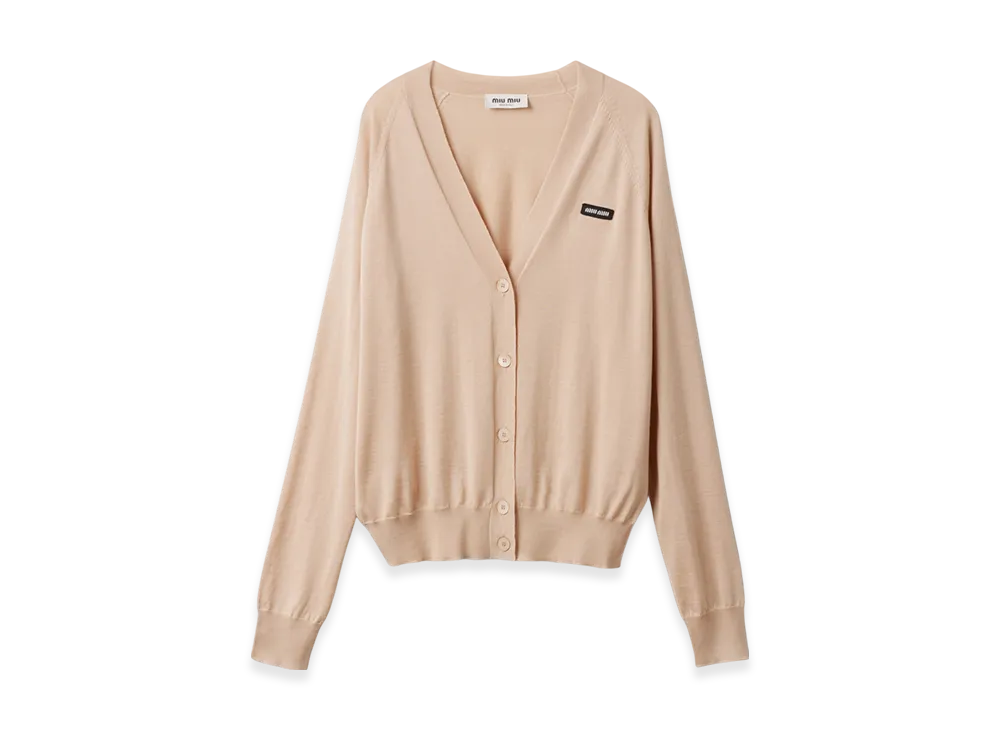 MIU MIU Cashmere and Silk Cardigan "Albino White"