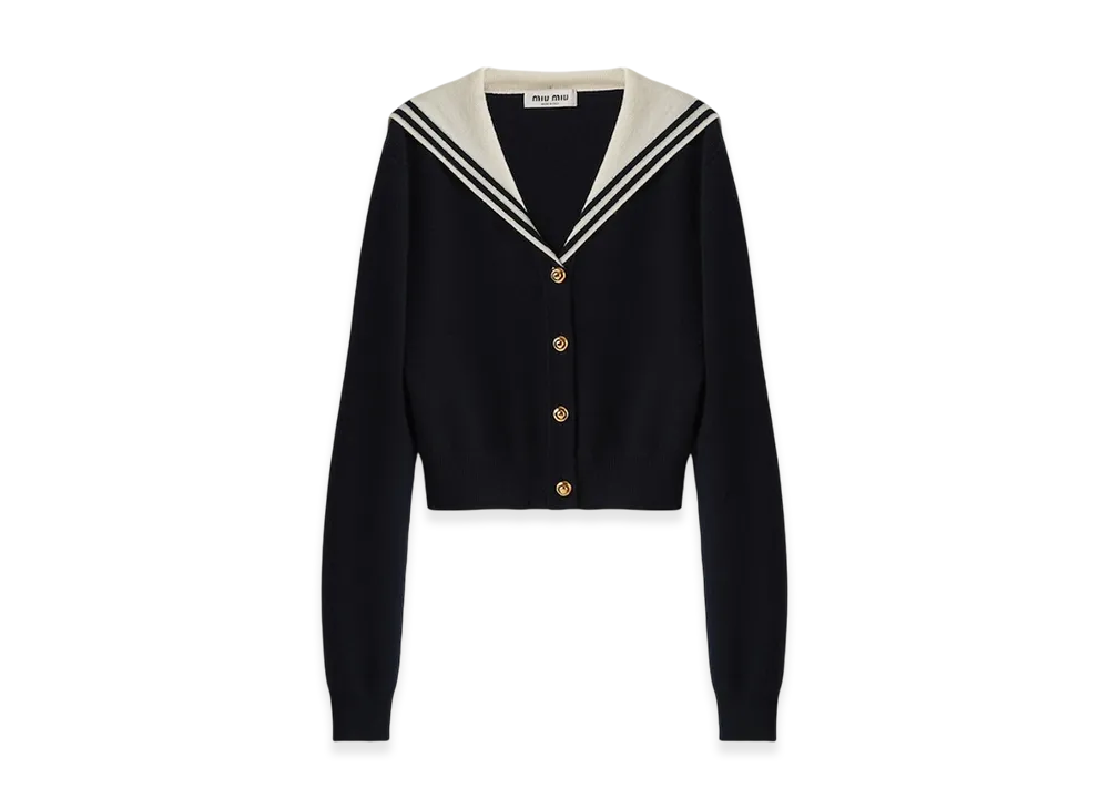 MIU MIU Women's Cashmere Cardigan "Blue/White"