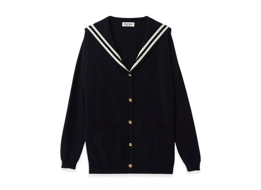 MIU MIU Women's Cashmere Cardigan "Blue/White"
