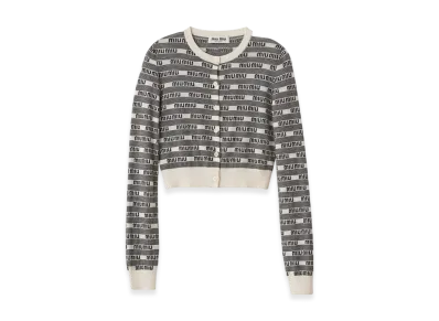 MIU MIU Women's Cashmere Silk Cardigan "White/Black"