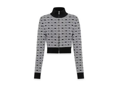 MIU MIU Women's Viscose Turtleneck Cardigan "Black/White"