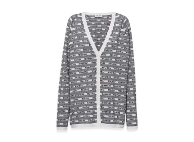 MIU MIU Women's Cashmere and Silk Cardigan "White/Black"