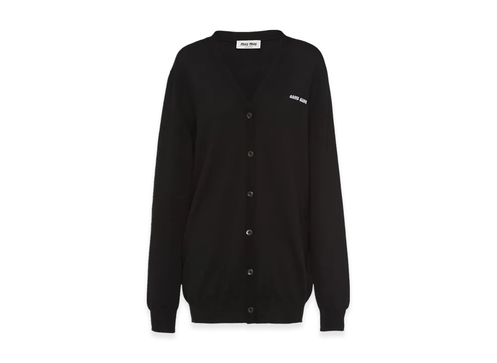 MIU MIU Women's Wool Knit Cardigan "Black"