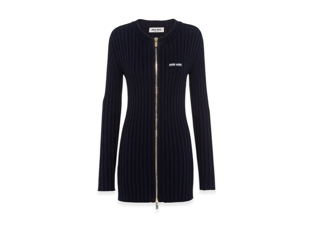 MIU MIU Women's Cotton Knit Cardigan "Blue"
