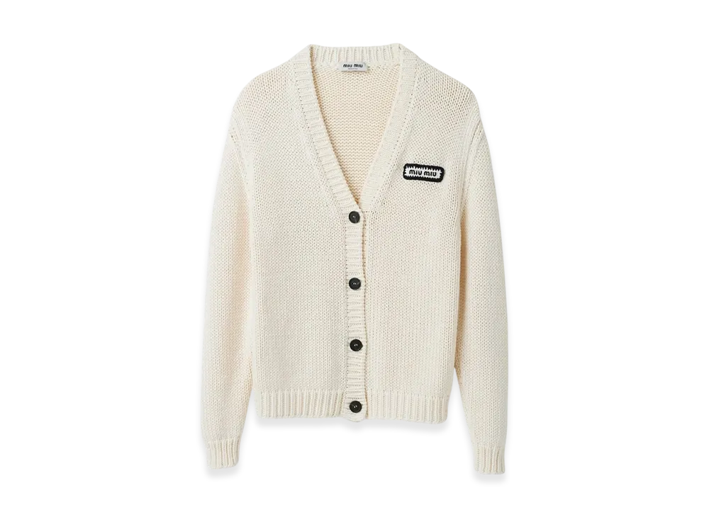 MIU MIU Women's Cotton and Cashmere Cardigan "White"