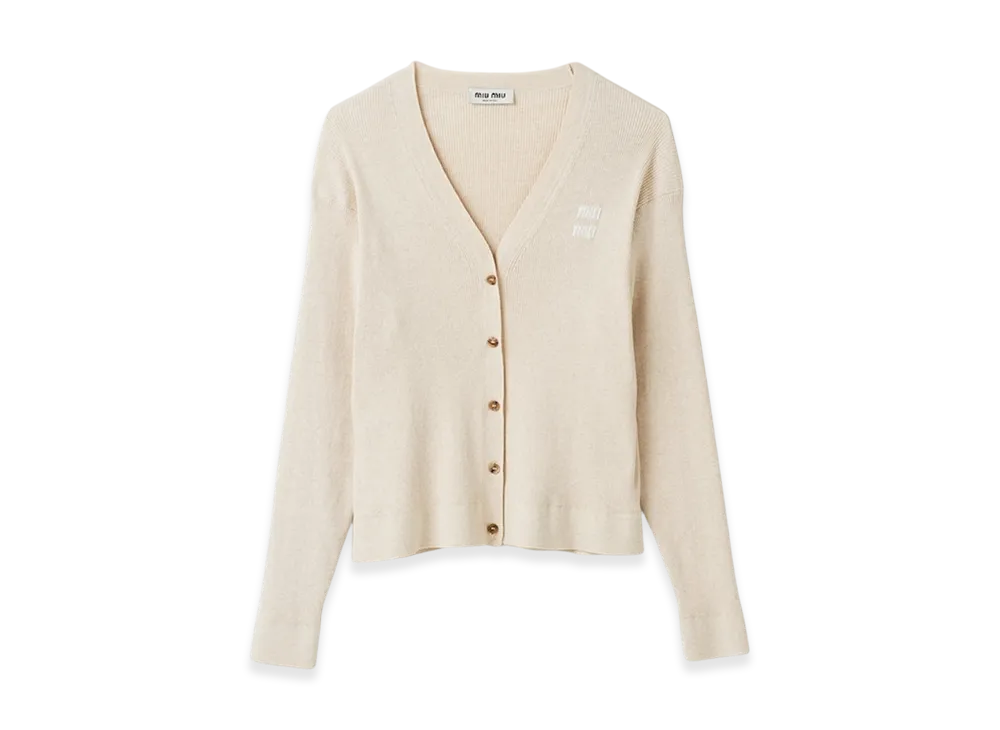 MIU MIU Women's Cotton Knit Cardigan "Ivory"