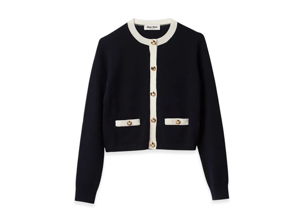 MIU MIU Women's Cashmere Knit Cardigan "Blue/White"