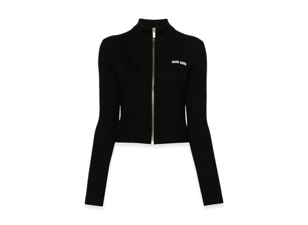 MIU MIU Women's Wool Knit Cardigan "Black"
