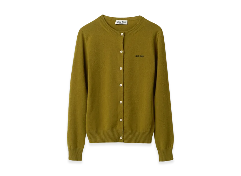 MIU MIU Women's Cashmere Knit Cardigan "Fern Green"