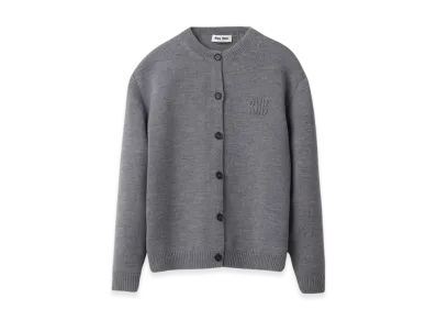 MIU MIU Women's Wool and Nylon Knit Cardigan "Grey"
