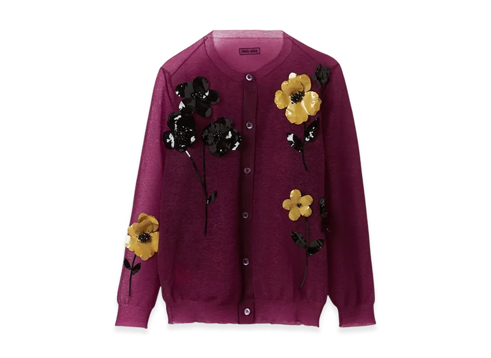 MIU MIU Women's Nylon Cardigan "Mauve"