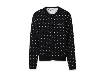 MIU MIU Women's Polka Dot Viscose Cardigan "Black/White"