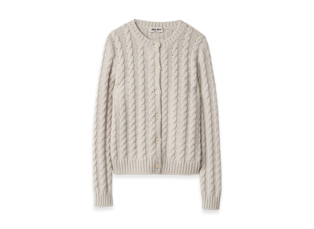 MIU MIU Cashmere Knit Cardigan "Chalk White"