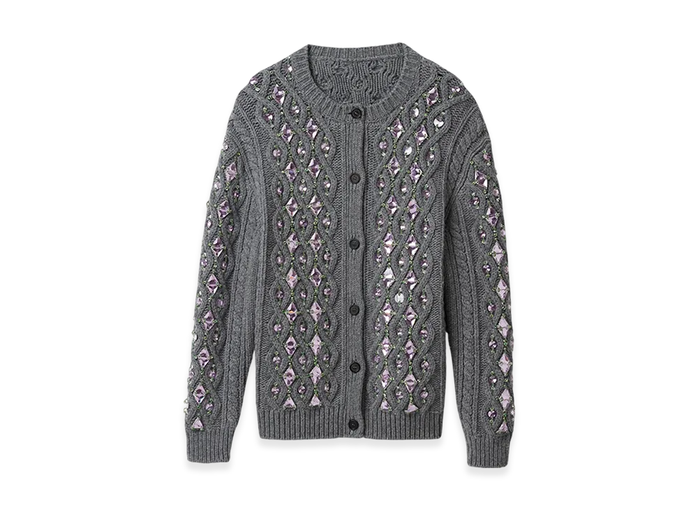 MIU MIU Women's Wool Knit Cardigan "Grey"
