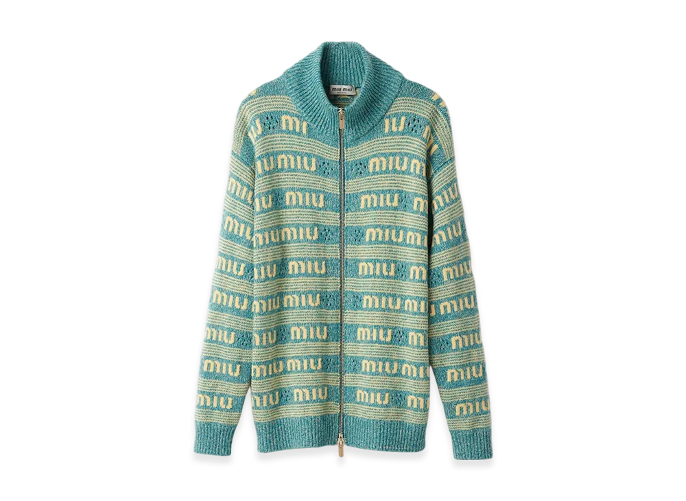 MIU MIU Women's Wool and Cashmere Knit Cardigan "Turquoise"