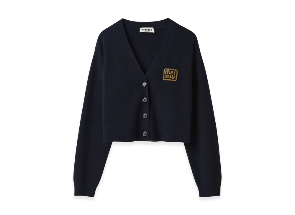 MIU MIU Women's Cashmere Knit Cardigan "Navy"