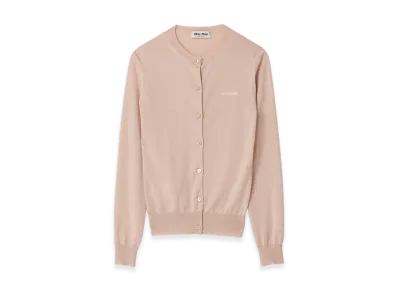 MIU MIU Cashmere and Silk Knit Cardigan "Albino White"