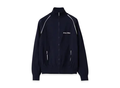 MIU MIU Women's Nylon Fleece Cardigan "Navy"