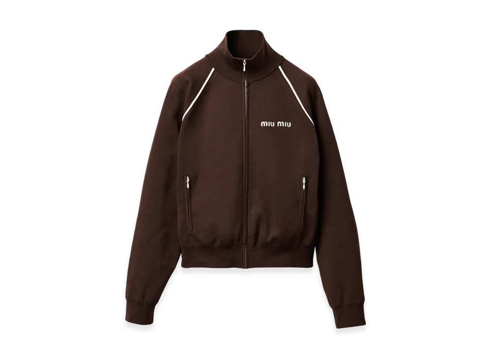 MIU MIU Technical Yarn Sweatshirt "Cocoa Brown"