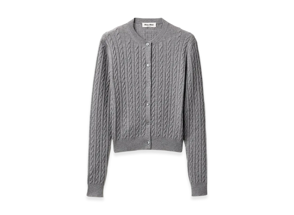 MIU MIU Women's Cashmere Knit Cardigan "Steel Grey"