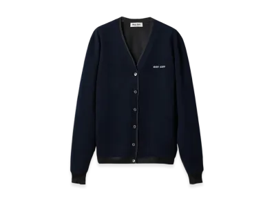 MIU MIU Women's Silk Cashmere Cardigan Sweater "Blue/Dark Grey"