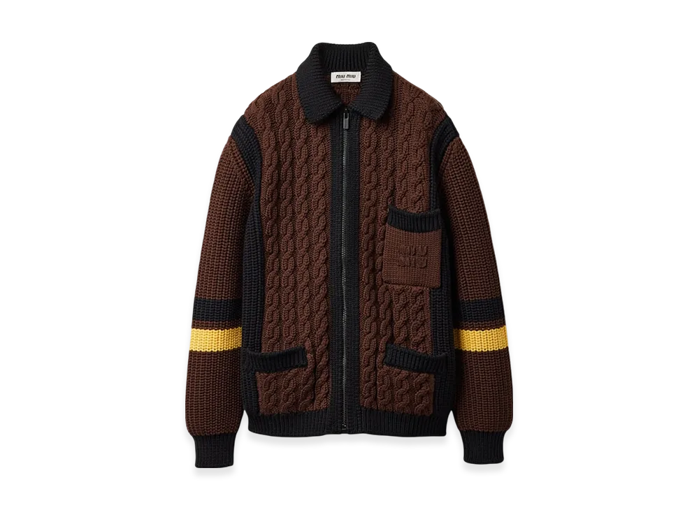 MIU MIU Women's Wool Cardigan "Cocoa Brown"