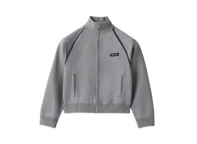 MIUMIU Women's Technical Yarn Zipper Cardigan "Gray/Navy"