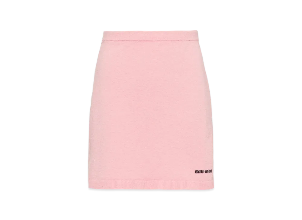 MIU MIU Women's Cotton Boucle Mini Skirt "Petal Pink"