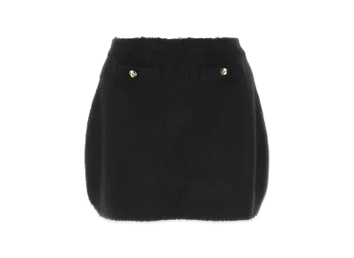 MIU MIU Women's Stretch Wool Blend Mini Skirt "Black"