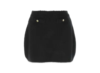 MIU MIU Women's Stretch Wool Blend Mini Skirt "Black"