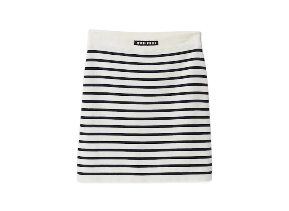 MIU MIU Women's Cotton Miniskirt "White/Blue"