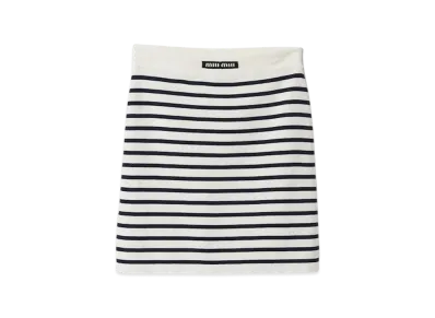 MIU MIU Women's Cotton Miniskirt "White/Blue"