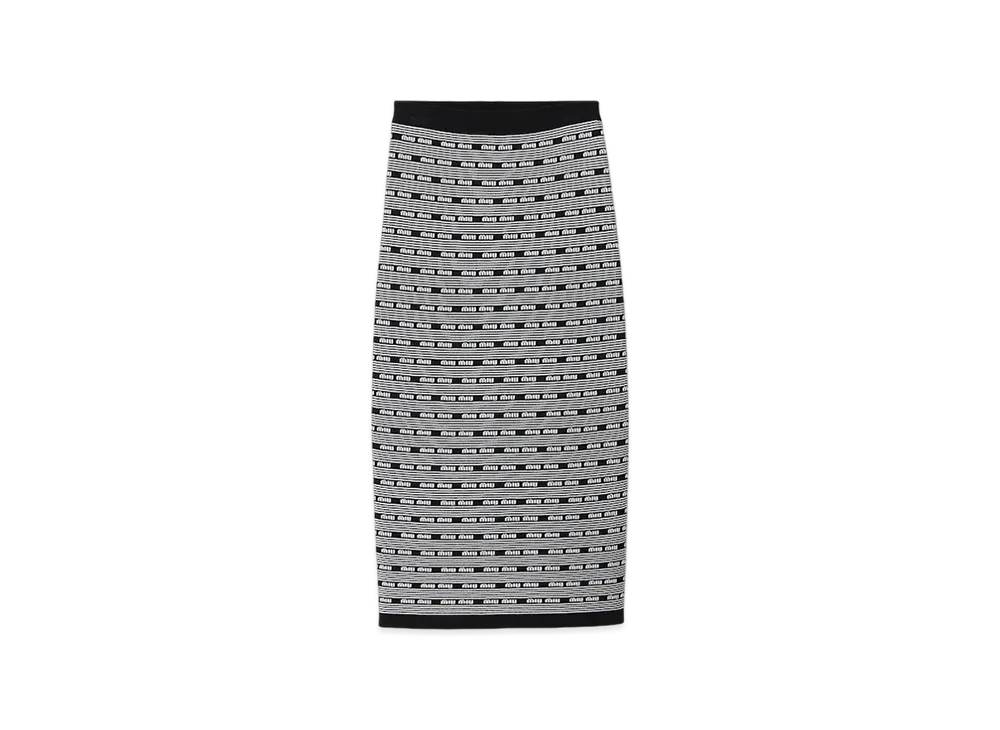 MIU MIU Women's Viscose Skirt "Black/White"